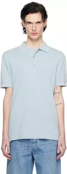 Синее поло с тремя пуговицами TOM FORD