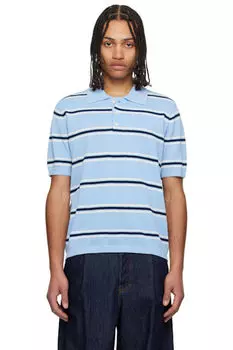 Синее полосатое трикотажное поло Dunst