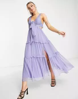 Синее ярусное платье миди ASOS DESIGN