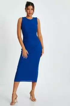 Синее сетчатое платье Boydcon Midaxi с оборками QUIZ Clothing