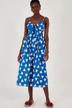 Синее треугольное платье Batik Dye на бретелях Monsoon, синий