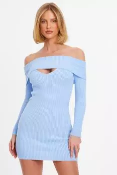 Синее трикотажное мини-платье в рубчик QUIZ Clothing