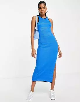Синее трикотажное платье миди с контрастной отделкой ASOS DESIGN