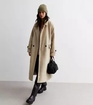 Синее удлиненное пальто ванильно-кремового цвета Blue Vanilla, кремовый