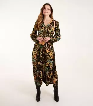 Синее ванильно-черное платье на пуговицах спереди Blue Vanilla, черный