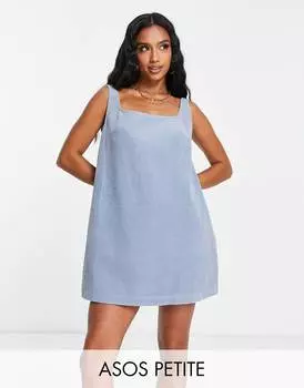 Синее вельветовое платье трапециевидной формы ASOS DESIGN Petite