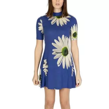 Синее вискозное платье Desigual
