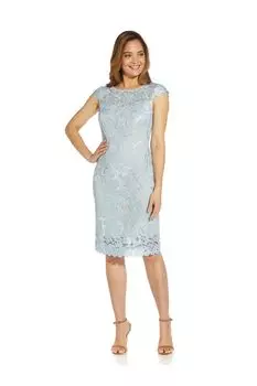 Синее женское облегающее платье с кружевной вышивкой Adrianna Papell, синий