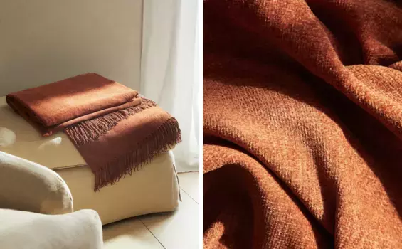 Синель плед Zara Home, экрю