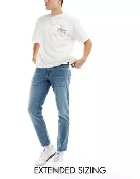 Синие эластичные зауженные джинсы ASOS