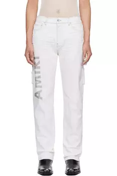 Синие армейские узкие джинсы Workman с нарисованным логотипом AMIRI