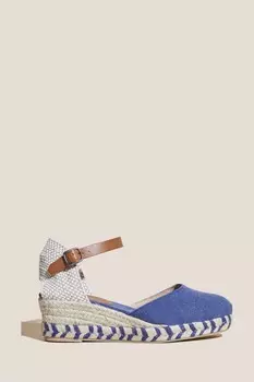 Синие эспадрильи из плотной ткани на танкетке White Stuff, синий