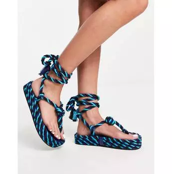 Синие эспадрильи премиум-класса с веревочными завязками ASOS DESIGN Jetsetter