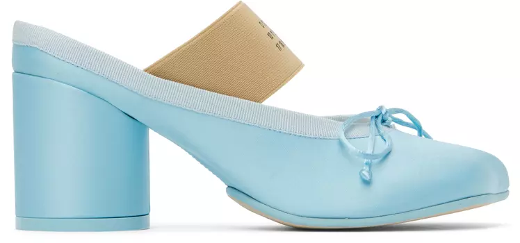 Синие атласные балетки-мюли MM6 Maison Margiela, Petit four