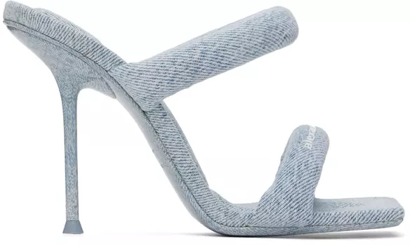 Синие босоножки Julie 105 мм из денима на трубчатом каблуке Alexander Wang, Pebble bleach