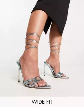 Синие босоножки на каблуке с кольцом ASOS Narina