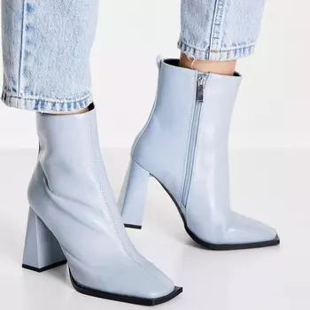 Синие ботильоны на высоком каблуке ASOS DESIGN Wide Fit Excel