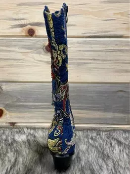 Синие ботинки с кристаллами Helen's Heart, синий