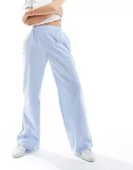 Синие брюки без застежки с петлями на поясе ASOS