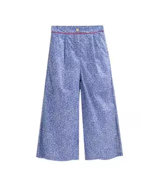 Синие брюки для девочек с белым принтом и отделкой цвета фуксии Dadati, синий