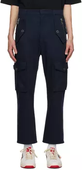 Синие брюки карго на молнии Balmain