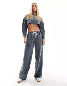 Синие брюки-карго с завязками на шнурке ASOS DESIGN — часть комплекта