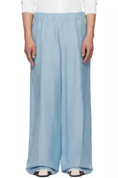 Синие брюки на завязках Dries Van Noten