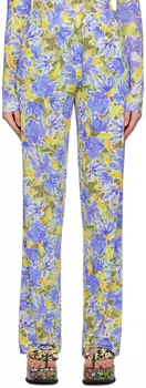 Синие брюки с цветочным принтом Dries Van Noten