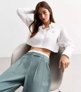 Синие брюки узкого кроя с широкой талией New Look, серый