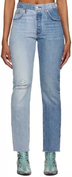 Синие двухцветные джинсы 501 Levi's