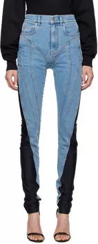 Синие двухкомпонентные спиральные джинсы Mugler