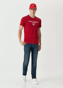 Синие джинсовые брюки с логотипом Dolce&Gabbana
