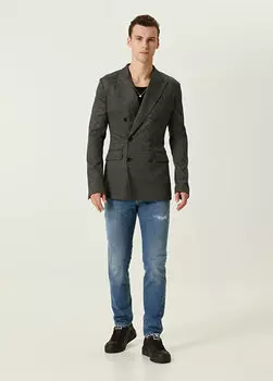 Синие джинсовые брюки с потертостями Dolce&Gabbana