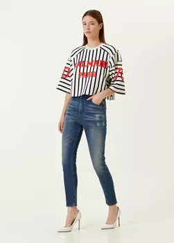 Синие джинсовые брюки скинни Balmain