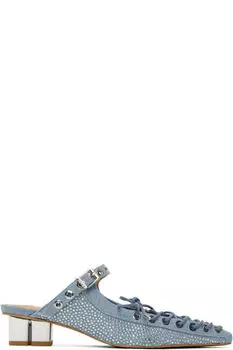 Синие джинсовые мюли на шнуровке GANNI