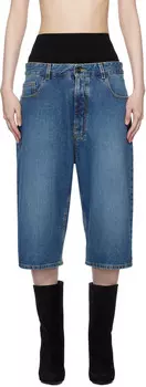 Синие джинсовые шорты-бермуды с трикотажным поясом ALAA