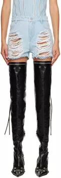 Синие джинсовые шорты с потертостями Dion Lee