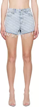 Синие джинсовые шорты с принтом логотипа Bite Alexander Wang, Pebble bleach