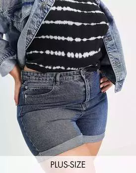 Синие джинсовые шорты с высокой талией DTT Plus Caidi Don't Think Twice