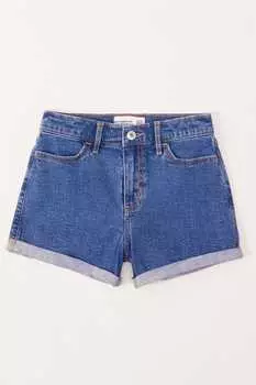 Синие джинсовые шорты с закатанными штанинами Abercrombie & Fitch, синий