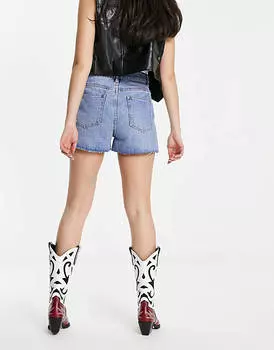 Синие джинсовые шорты с завышенной талией и необработанным краем Urban Revivo