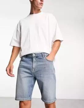 Синие джинсовые шорты скинни ASOS, обычная длина