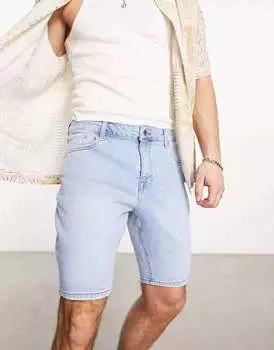 Синие джинсовые шорты скинни стандартной длины ASOS