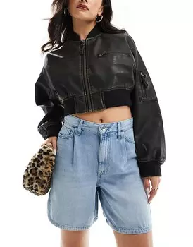 Синие джинсовые шорты средней длины River Island