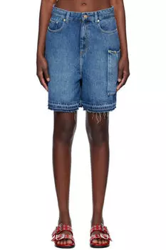 Синие джинсовые шорты светло-голубого цвета GANNI