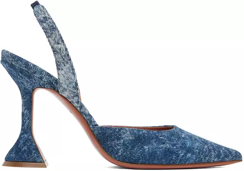 Синие джинсовые туфли на ремешке Amina Muaddi Holli