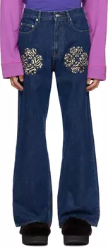 Синие джинсы BLUEMARBLE с заклепками под зебру