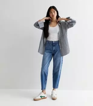 Синие джинсы-бочонки с высокой талией New Look, синий