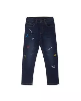 Синие джинсы для мальчика с рисунками Tuc tuc, синий