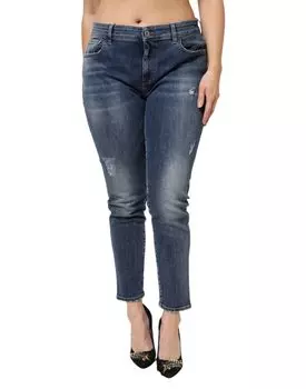 Синие джинсы из выстиранного хлопка с заниженной талией Dolce & Gabbana, Blue